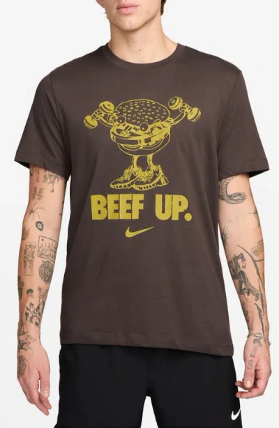 Nike Dri-fit Beef Up Graphic T-shirt In Brown