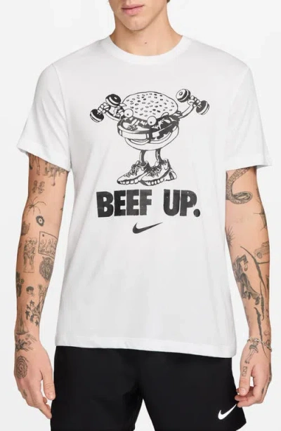 Nike Dri-fit Beef Up Graphic T-shirt In White