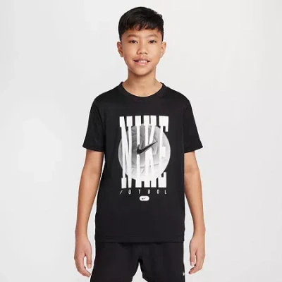 Nike Dri-fit Big Kid Unisex Crew Neck Short Sleeve Regular Fit Graphic T-shirt In Black