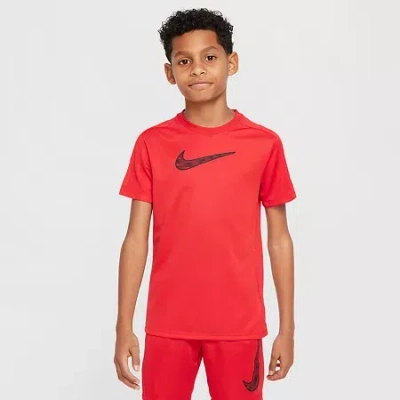 Nike Dri-fit Big Kid Unisex Crew Neck Short Sleeve Regular Fit Graphic T-shirt In Red