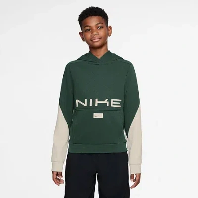 Nike Dri-fit Big Kid Unisex Long Sleeve Fleece Active Hoodie In Green