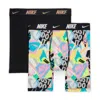 Nike Dri-fit Big Kids' Printed Long Boxer Briefs (2-pack) In Black