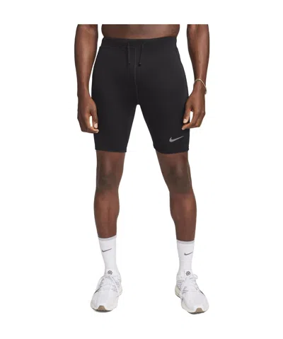 Nike Dri-fit Briefs Lined With Running Half-length Tights In Black