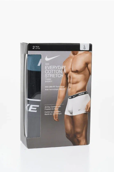Nike Dri-fit Cotton Stretch 2 Pairs Boxer Set In White