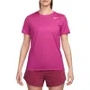 Nike Dri-fit Crewneck T-shirt In 615fireberry/white