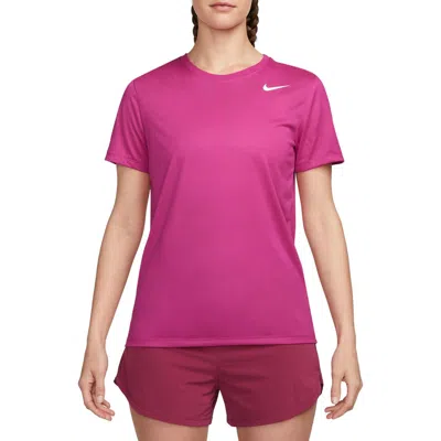 Nike Dri-fit Crewneck T-shirt In 615fireberry/white