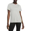 Nike Women's Dri-fit T-shirt In Tumbled Grey/flt Silver
