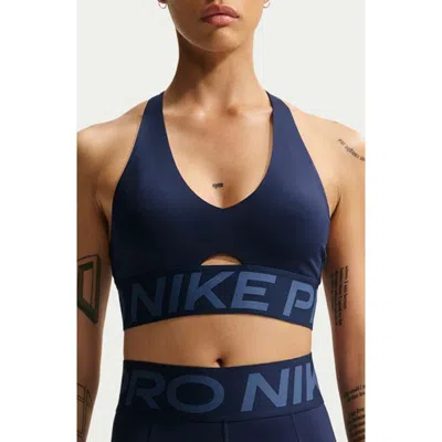 Nike Dri-fit Cutout Racerback Sports Bra In Blue