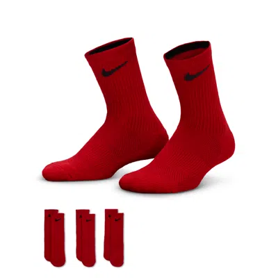 Nike Dri-fit Elite Little Kids' Crew Socks (3 Pairs) In Red