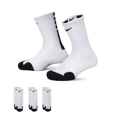 Nike Babies' Dri-fit Elite Little Kids' Crew Socks In White