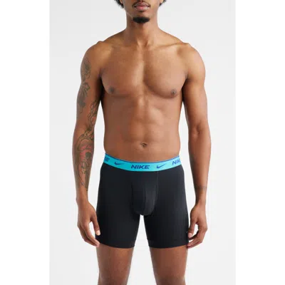 Nike Dri-fit Essential Assorted 3-pack Stretch Cotton Boxer Briefs In Black