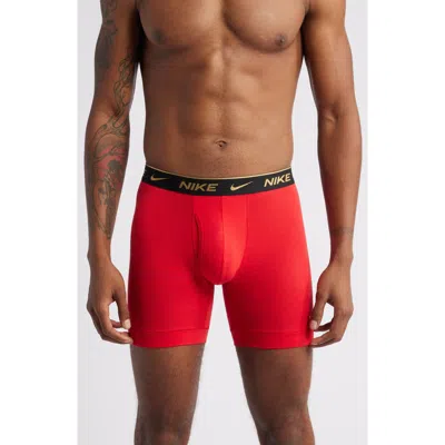 Nike Dri-fit Essential Assorted 3-pack Stretch Cotton Boxer Briefs In Black-silver/red/black-gold