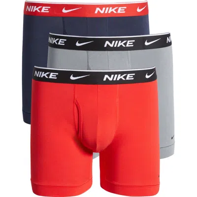 Nike Dri-fit Essential Assorted 3-pack Stretch Cotton Boxer Briefs In Obsidian/cool Grey
