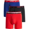 Nike Dri-fit Essential Assorted 3-pack Stretch Cotton Boxer Briefs In Uni Red - Airmax Wb,reep Royal-uni Red,b