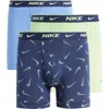 Nike Dri-fit Essential 3-pack Stretch Cotton Boxer Briefs In Vibe Swoosh Print/blue