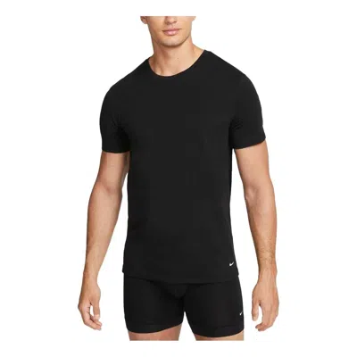Nike Dri-fit Essential Cotton Stretch Slim Fit Crewneck Undershirt (2 Pack) 'black'