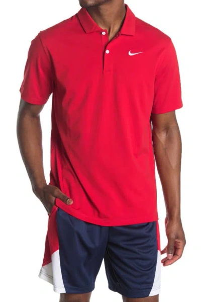 Nike Dri-fit Essential Solid Polo Shirt In University Red/white