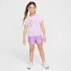 Nike Dri-fit Essentials Little Kids' 2-piece Printed Sprinter Set In Purple