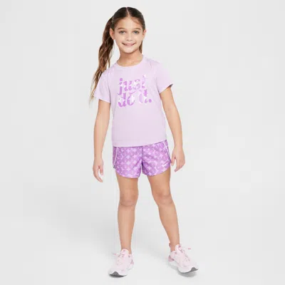 Nike Dri-fit Essentials Little Kids' 2-piece Printed Sprinter Set In Purple