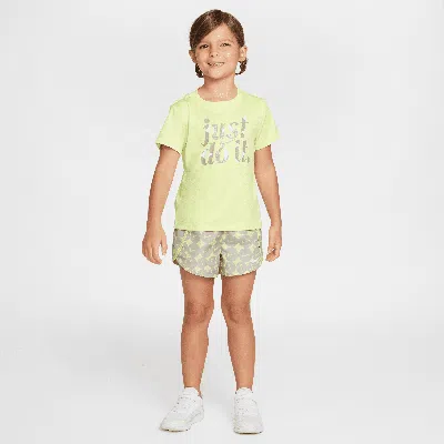 Nike Dri-fit Essentials Little Kids' 2-piece Printed Sprinter Set In Yellow