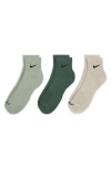 Nike Men's Everyday Plus Cushioned Training Ankle Socks (3 Pairs) In Green/ Beige Multi