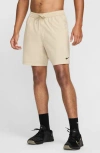 Nike Dri-fit Form Athletic Shorts In Desert Khaki/black