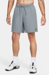 Nike Dri-fit Form Athletic Shorts In Smoke Grey/black