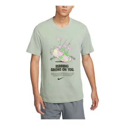 Nike Dri-fit Graphic Running T-shirt Asia Sizing 'light Green'
