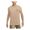 Nike Dri-fit Graphic Running Tank Asia Sizing 'khaki' In Brown