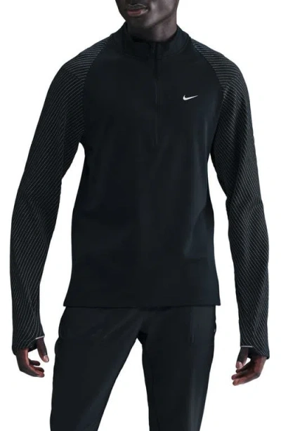 Nike Dri-fit Half Zip Running Top With Reflective Accents In Black