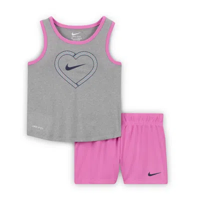 Nike Dri-fit Happy Camper Baby (12-24m) Mesh Shorts Set In Pink