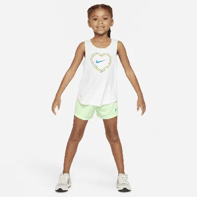 Nike Dri-fit Happy Camper Little Kids' Mesh Shorts Set In Green