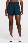 Nike Dri-fit High Waist Shorts In Armory Navy