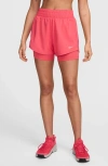 Nike Women's One Dri-fit High-waisted 3" 2-in-1 Shorts In Aster Pink