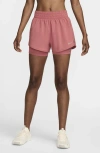 Nike Women's One Dri-fit High-waisted 3" 2-in-1 Shorts In Canyon Pink