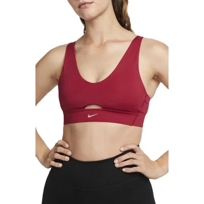 Nike Dri-fit Indy Padded Strappy Cutout Medium Support Sports Bra In Red