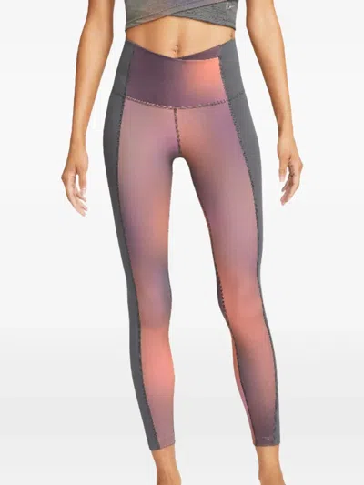 Nike Dri-fit "iron Grey/multicolour" Yoga Leggings In Pink