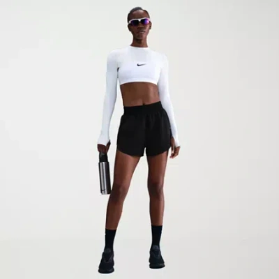 Nike Dri-fit Juniors Womens High Rise Moisture Wicking Running Short In Black