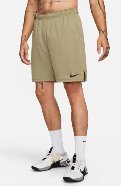 Nike Dri-fit Knit Recycled Training Shorts In Neutral Olive/ Black