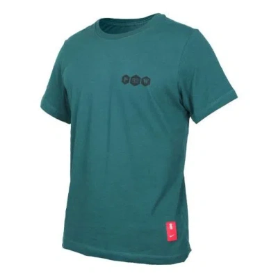 Nike Dri-fit Kyrie Logo Basketball Sports Printing Round Neck Short Sleeve Green In Blue