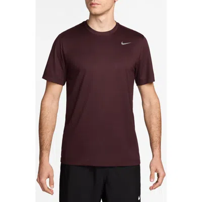 Nike Dri-fit Legend T-shirt In Burgundy Crush/matte Silver