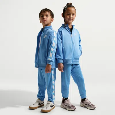 Nike Dri-fit Little Kids' 2-piece Full-zip Set With Logo Taping In Blue