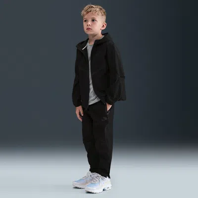 Nike Dri-fit Little Kids' 2-piece Full-zip Tech Woven Set In Black