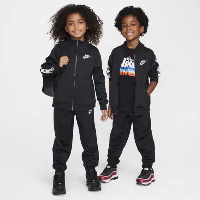 Nike Dri-fit Little Kids' 2-piece Full-zip Set With Logo Taping In Black