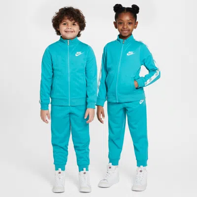 Nike Dri-fit Little Kids' 2-piece Full-zip Set With Logo Taping In Green
