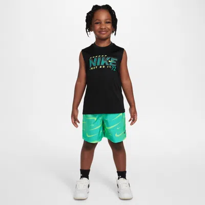 Nike Dri-fit Little Kids' Rhythm Printed 2-piece Shorts Set In Green
