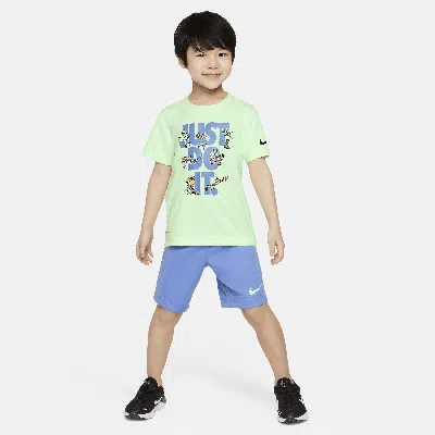 Nike Kids' Dri-fit Just Do It Graphic T-shirt & Shorts Set In Blue