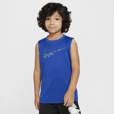 Nike Dri-fit Little Kids' Swoosh Tank Top In Blue