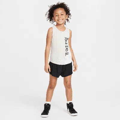 Nike Dri-fit Little Kids' Wild Flower 2-piece Tank Top And Mesh Shorts Set In Black