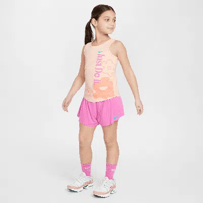 Nike Dri-fit Little Kids' Wild Flower 2-piece Tank Top And Mesh Shorts Set In Pink